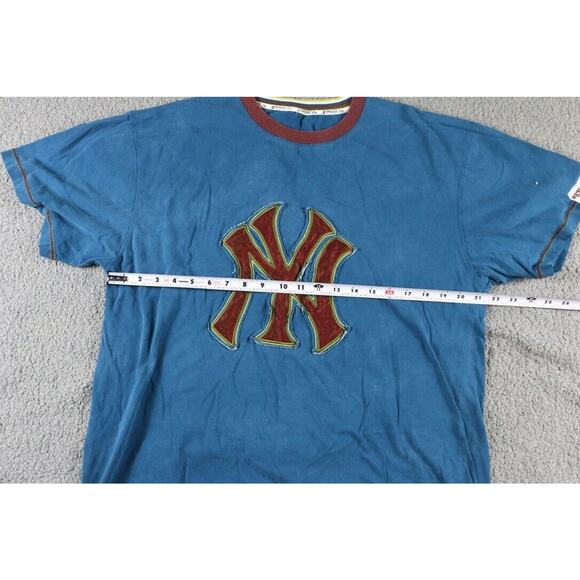 VTG Majestic Homebase Collection T Shirt Mens L Blue NY Yankees Embroidered Logo - Picture 4 of 5